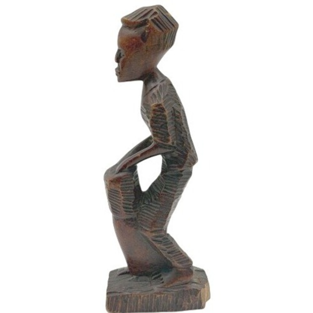 Hand Carved Wood Drummer Figurine Set Tribal African Art Decor Men Drums - Picture 11 of 12